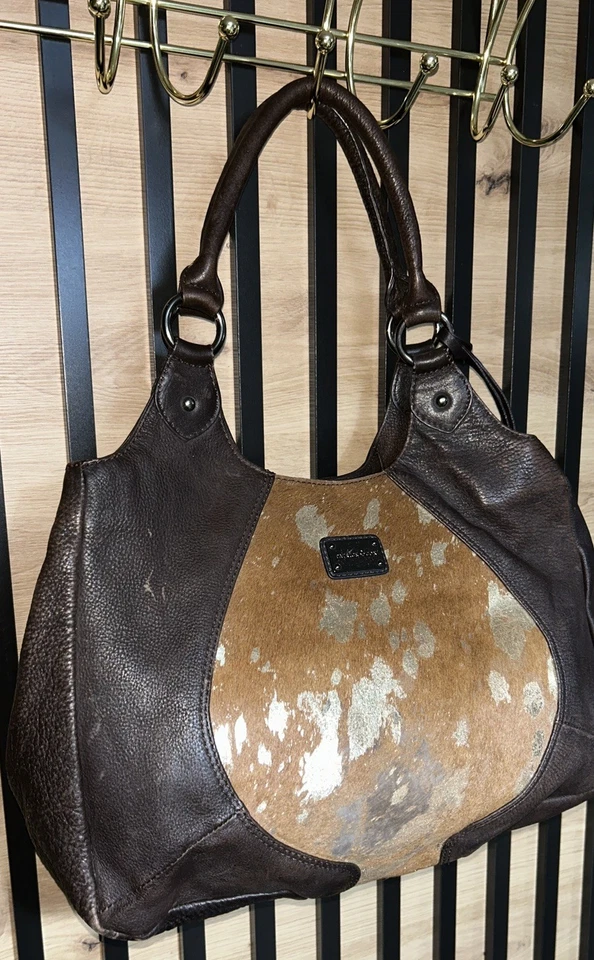 PATRICK COX Vintage Cow Hide fur Leather Large Designer Shoulder Hand Bag Tote - Image 4 of 4