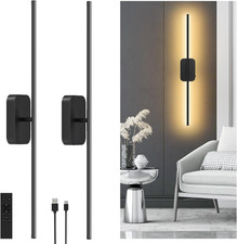 Battery Operated Wall Sconces Set of 2, Wireless Wall Lights with Remote Cont...