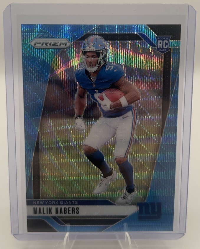 2024 Panini Prizm - Rookies Malik Nabers #370 Blue Wave Prizm /230 (RC) GIANTS