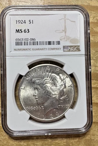 1924 Peace Silver Dollar NGC MS63