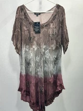 GREATER GOOD Women’s Tunic Butterfly Beaded Boho Free Size/plus.NWT. 2N
