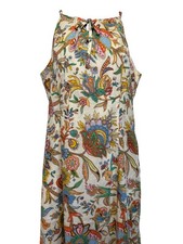 Tommy Hilfiger Womens Floral Paisley Cotton Maxi Dress White Pockets Boho Medium