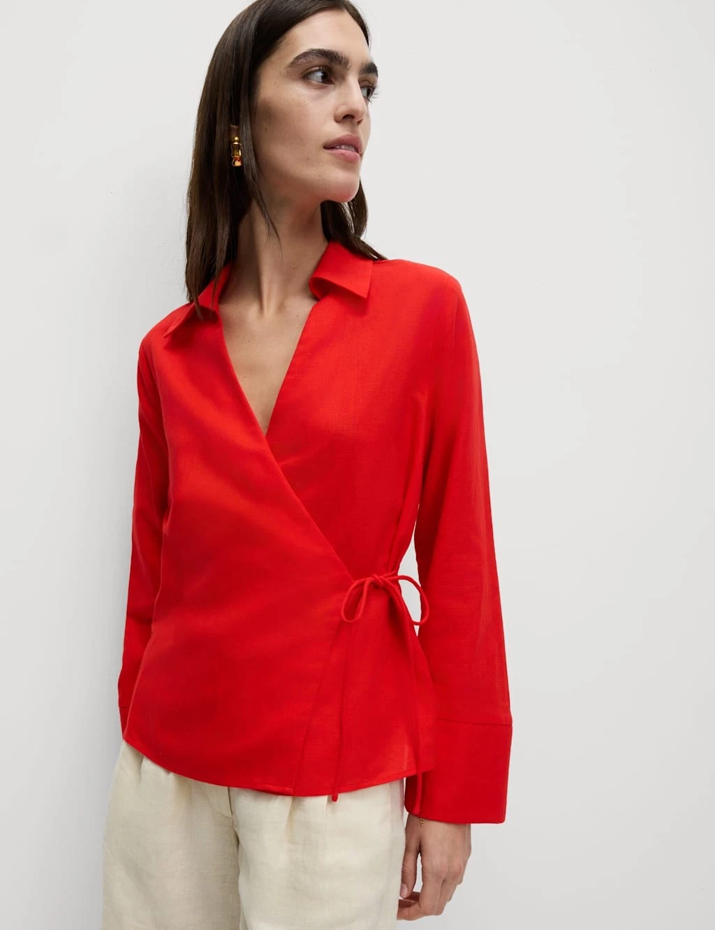 Marks & Spencer Womens Linen Long sleeved Shirt in Red - M&S
Opens in a new window or tab