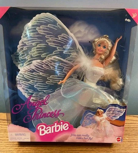 VINTAGE MATTEL 1996 BARBIE "ANGEL PRINCESS" FLYING DOLL w/WINGS #15911 - SEALED