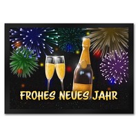 Frohes Neues Jahr FußMatte In 35X50 Cm Mit Sekt Und Feuerwerk