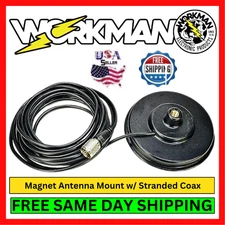 Workman PM-5 5" Heavy Duty Magnet CB Antenna Mount with PL259 & Coax Cable Kit