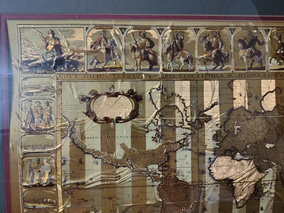 Vintage Gold Foil World Map  By Moses Pitt 1861 - Image 2 of 4