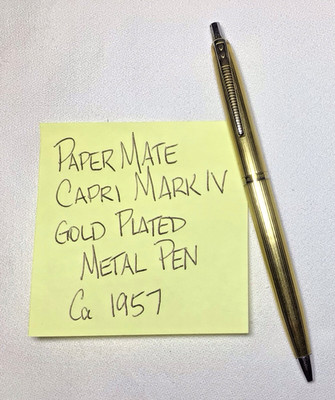 Papermate 1957 Capri Mark IV Gold Plated Metal Ball Pen Clean Working Pen