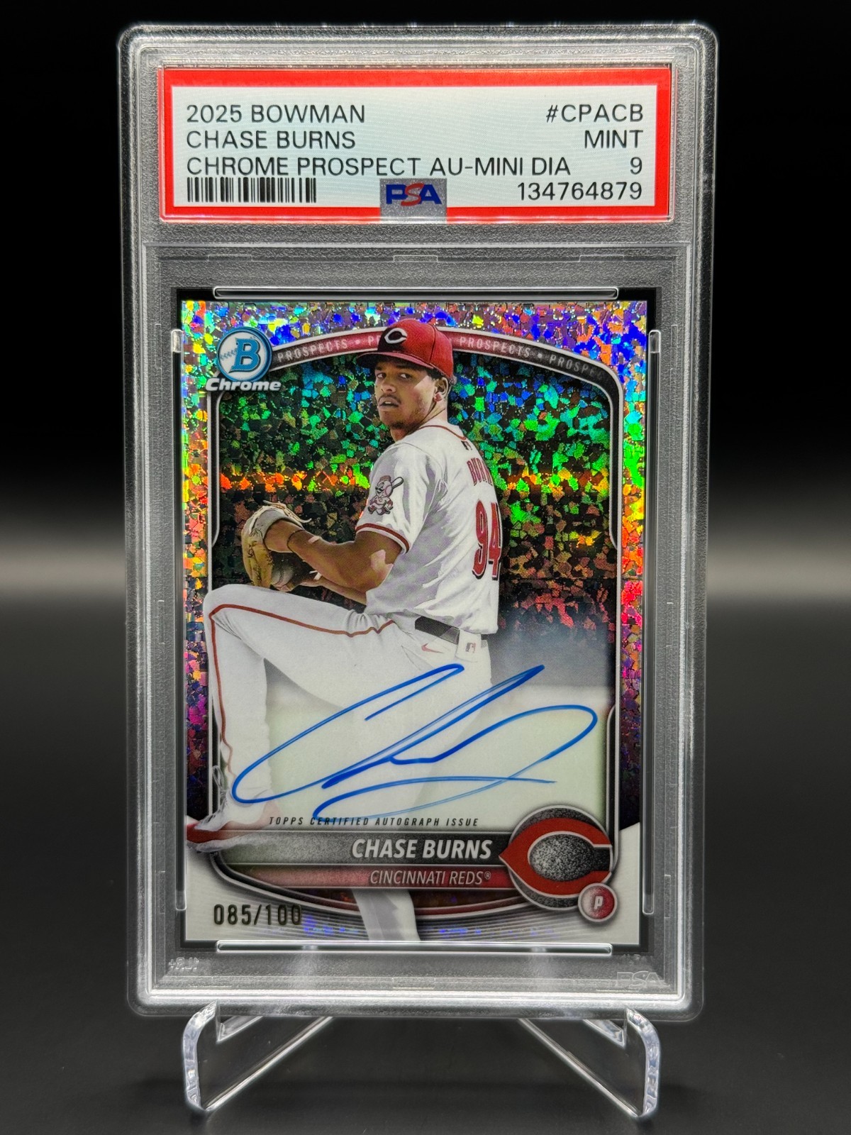 2025 Bowman - Chrome Prospect Autographs Chase Burns #CPA-CB Mini-Diamond...