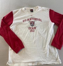 Camiseta del equipo Nike para hombre XL roja blanca del equipo nacional de Estados Unidos manga larga sensación vintage