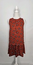 LOFT Orange/Red Dandelion Print Popover Flounce Dress Women's XS