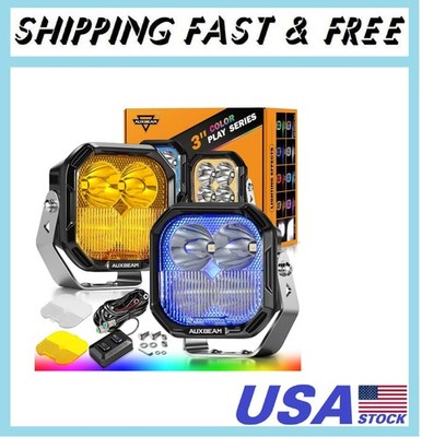 3 Inch RGB LED Pod Lights, 7 Dynamic Gradient Cycle Backlight, 116W Spot Flood