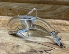 Steuben Crystal Ocean Dolphin Sculpture Clear Glass Paperweight 6 1/2" sign