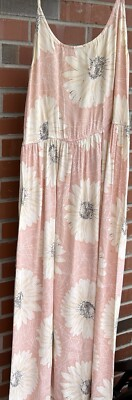 #ad Vintage 90s Express Floral Prairie Maxi Dress Boho Pink Sz L Hong Kong $55.00