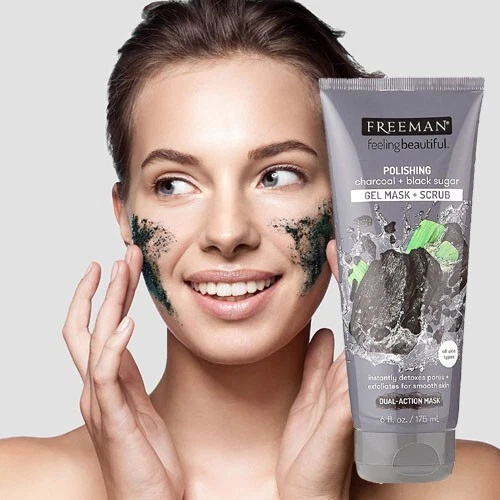 Freeman® Polishing Charcoal & Black Sugar Gel Mask + Scrub 6 Oz Dual Action RARE - Picture 4 of 19