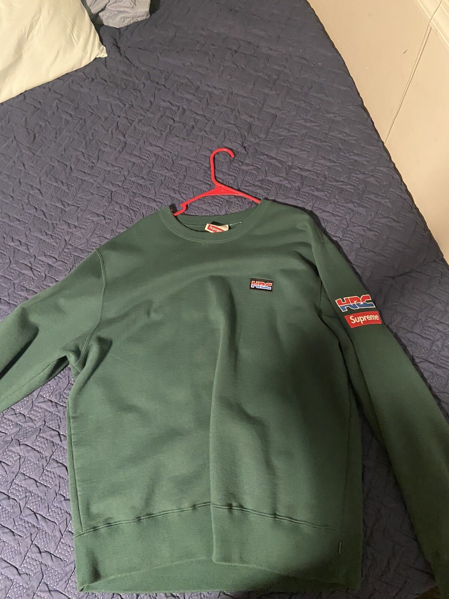 SUPREME HONDA FOX RACING CREWNECK Dark Green 100% Authentic | PRE