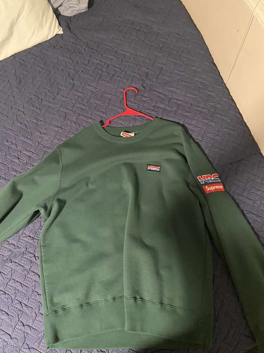 SUPREME HONDA FOX RACING CREWNECK Dark Green 100% Authentic | PRE OWNED  FLAWLESS