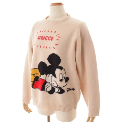GUCCI Disney Mickey Knit Sweater Cardigan Women Size XS Ivory auth