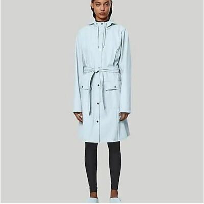 Rains Blue Curve W Trench Coat Jacket XL Minimalist Scandinavian Workwear Y2K
