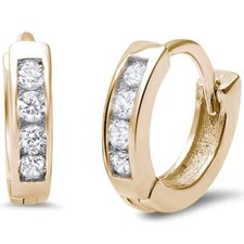 Yellow Gold Plated Small Baby CZ .925 Sterling Silver Earrings