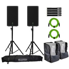 Mackie Thrash212 GO 12" Powered Speakers with Stands  Totes Duo Pack
