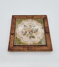 Italian Tile Santerno Mola Trivet Wood Framed Trivet Hanging Décor Floral 8"× 8"