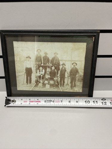 Vintage Original - Foto Schnappschuss Zug Eisenbahner - gerahmt mit Glas