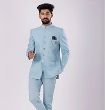 Ethnic style men's suit 2-piece fashion stand collar single breasted men's suit