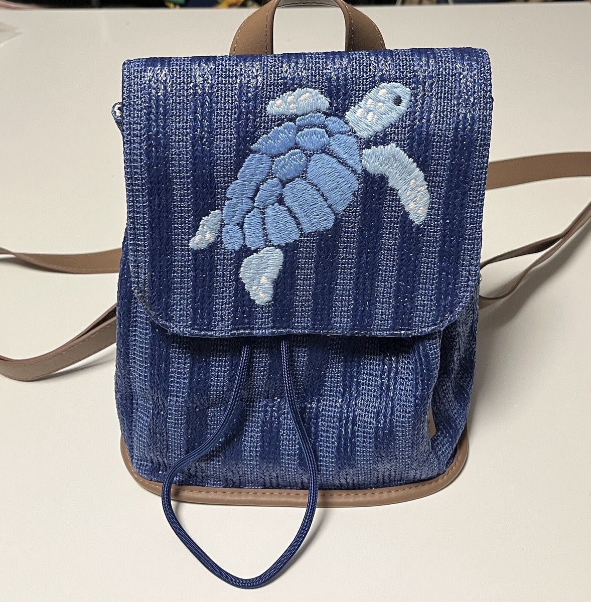 VERA BRADLEY BLUE REGATTA EMBROIDERED SEA TURTLE BACKPACK BEACH