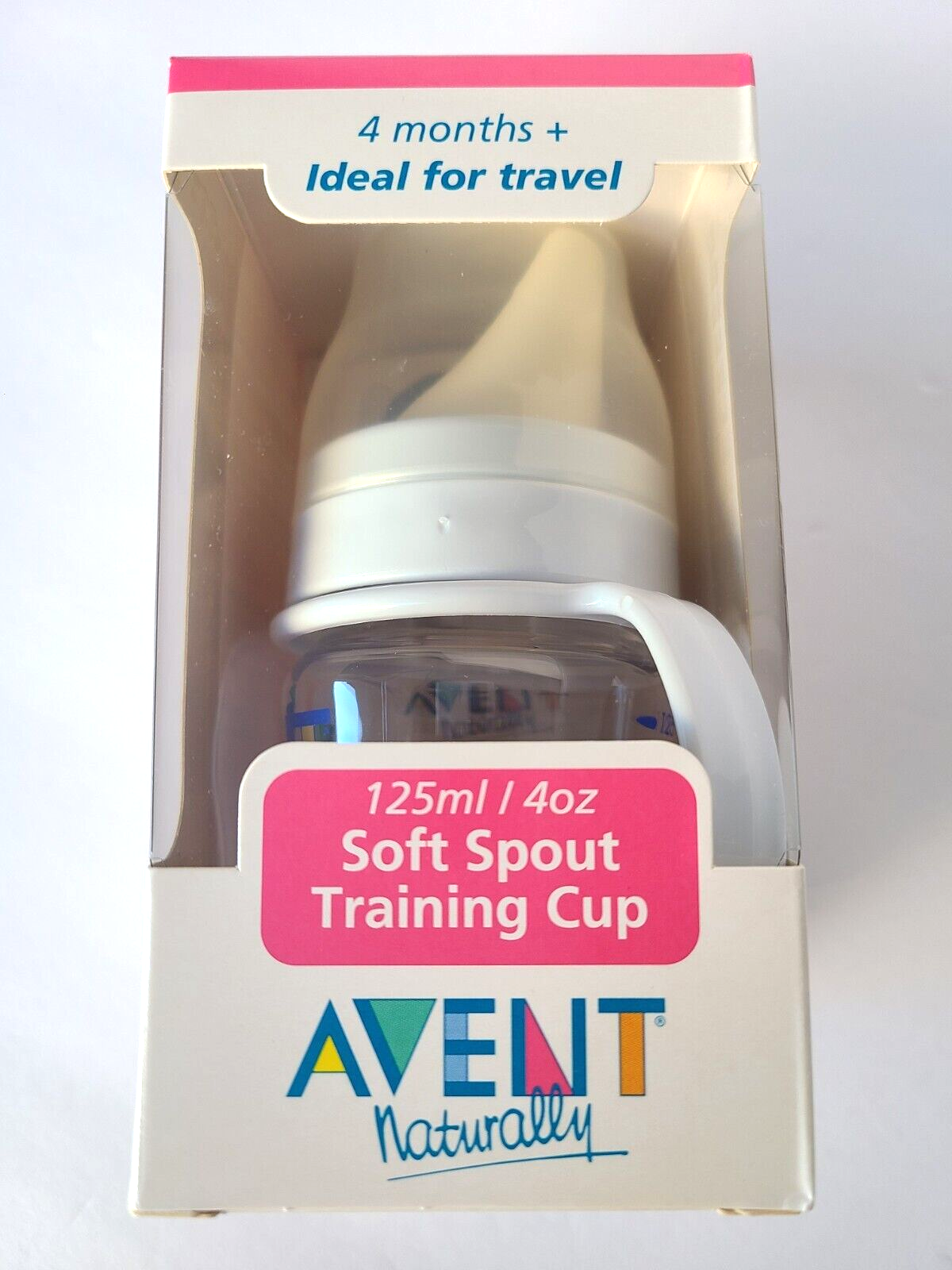 Philips Avent Naturally Soft Spout Training Cup 4 oz 4+Mo Baby Sippy Handles NEW