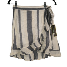 New Vintage Savanna Mini Wrap Skirt Size S White Gray Lined Lightweight NWT 40