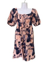 Smocked Babydoll Puff Sleeve Midi Dress XS Cottagecore Universal Thread