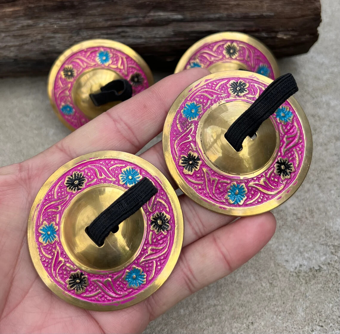 2 Pairs Brass Lotus Flower Finger Cymbals Zills for Belly Dancing | eBay