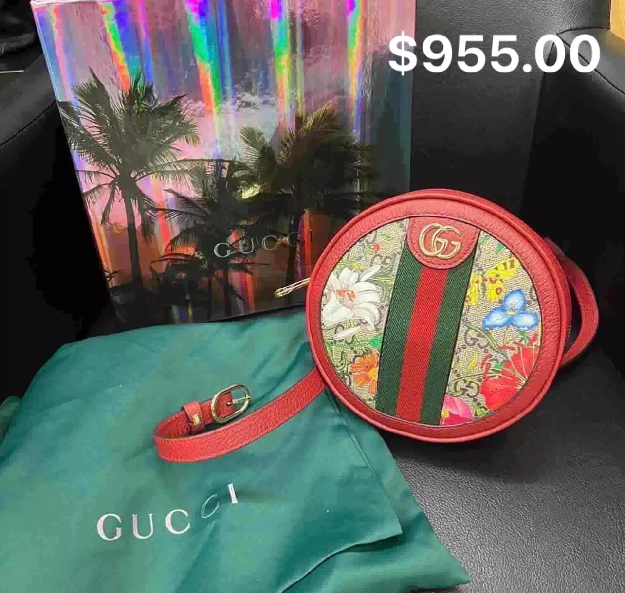 Sac à dos authentique neuf avec étiquettes GUCCI Ophidia Mini rond GG Supreme Flora floral neuf