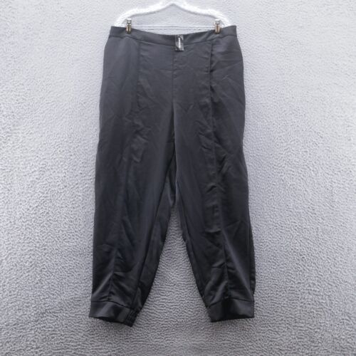 Express Womens High Rise Satin Jogger Pants XL Black Pull On Front Seam NEW