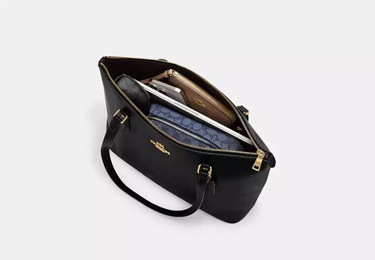 NEW! COACH Crossgrain Leather Medium Zip Top Gallery Shoulder Tote