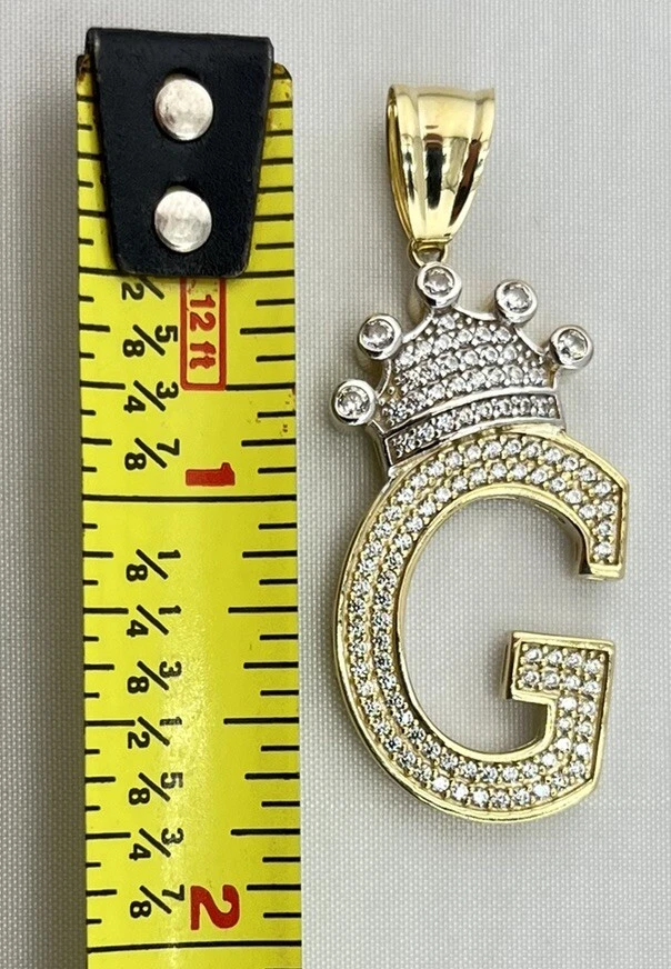 Colgante Corona Oro Amarillo 10K 0.96g Letra Inicial “G” con Piedras Circonita Clásica!!! Foto 3 de 4