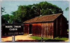 Signs~California~Color Photo Of Mark Twains Cabin On Jack Hill~Vintage Postcard