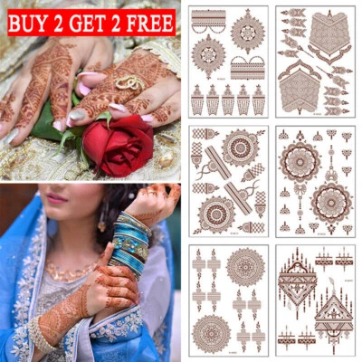 Temporary Tattoos Sticker Red Classic Henna / MANDALA / Indian Body Art 1pc
