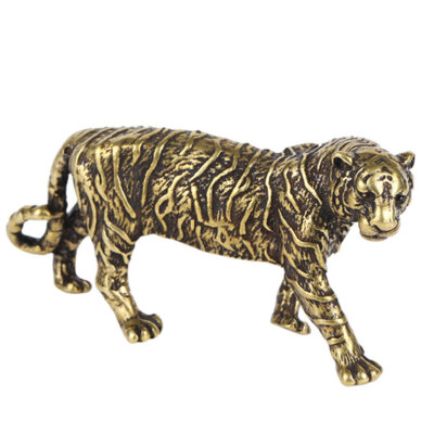 Statue tigre laiton doré thème animal sauvage bureau table vitrine déco