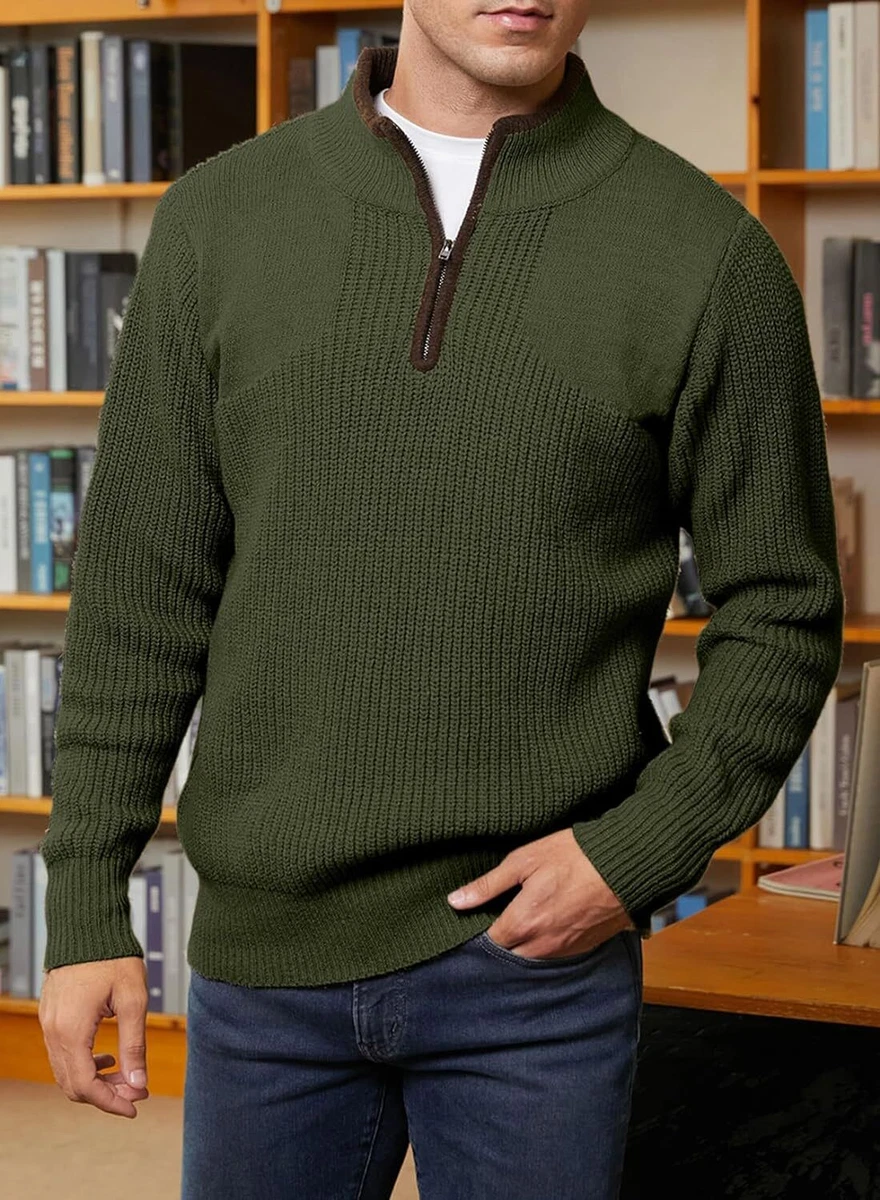 Mens quarter 2025 zip sweater