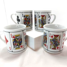 VTG JOBAR INTERNATIONAL Poker Deck Of Cards Mug Set (4) 8oz each