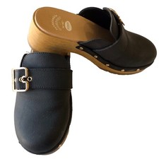 Dr Scholls Classic Clogs Shoes Women's 6M Black Throwback Mules Comfort Buckle