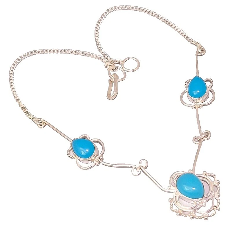 Collares de Moda Plateado Plata Calcedonia