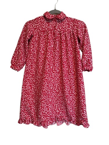 POTTERY BARN Kids Flannel Nightgown Christmas Red White Hearts Girls Size 6