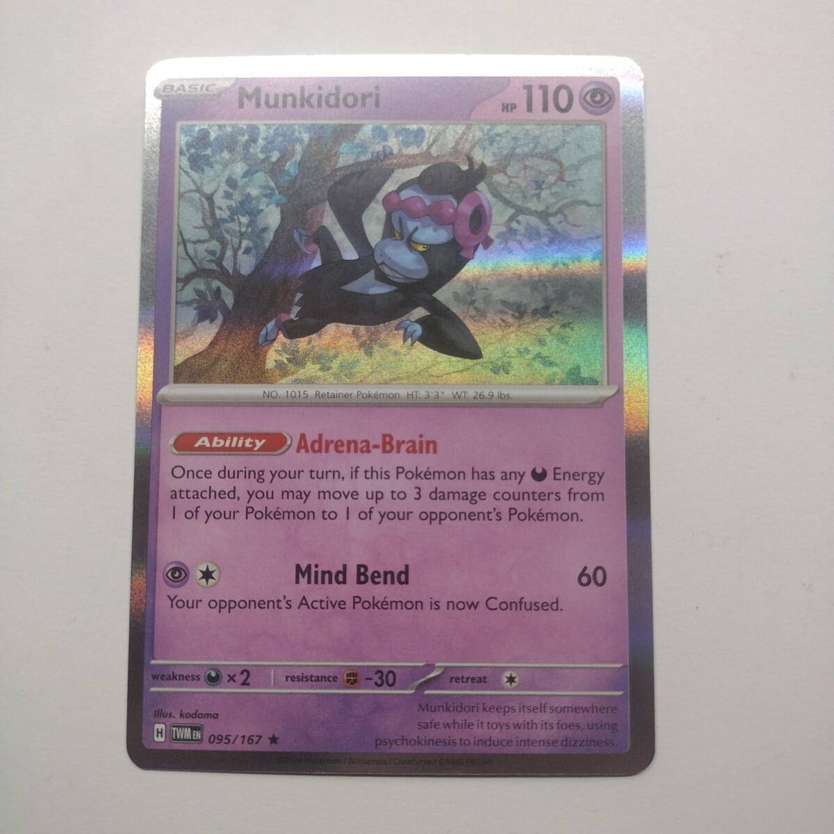 Pokémon Munkidori 95/167- Twilight Masquerade- Holo Rare - Same Day Shipping!