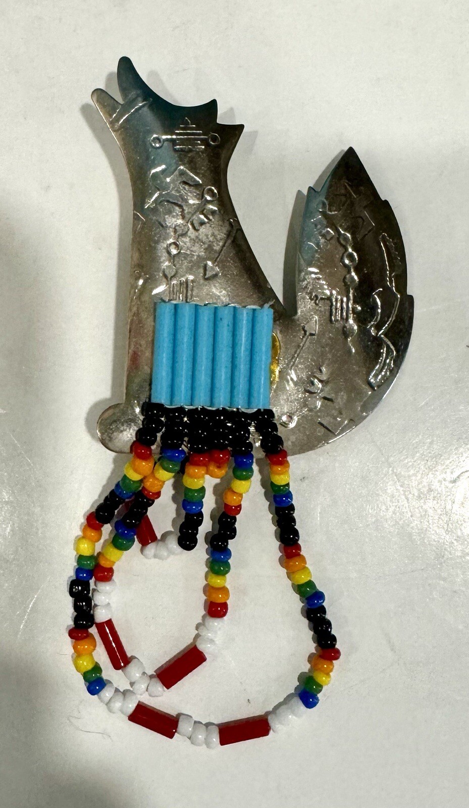 Native American Howling Wolf Brooch Hand Crafted … - image 1