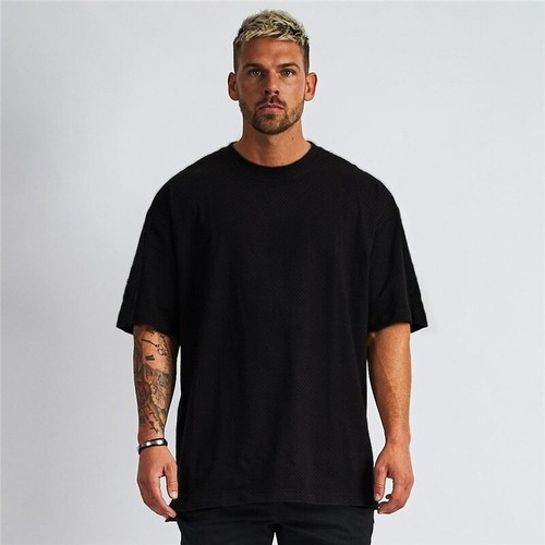 Blank Mesh Fitness Mens Oversized T Shirt Outdoor Hip Hop Streetwear Loose Gym - Picture 1 of 20