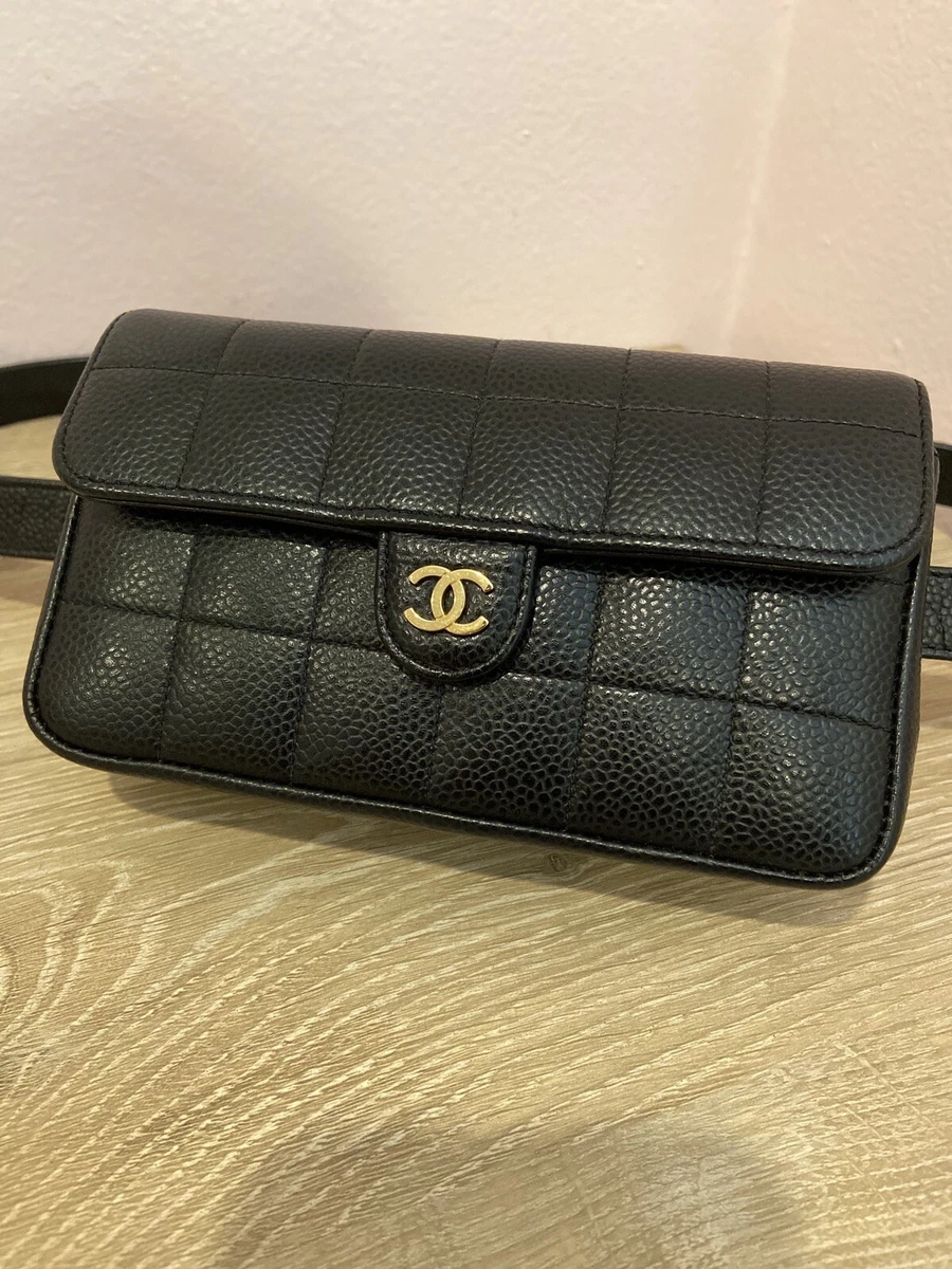 Chanel Vintage Flap Belt Bag Quilted Caviar Mini at 1stDibs