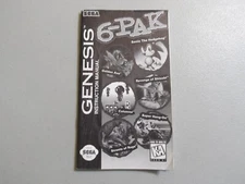 Genesis 6-Pack Manual Only, NO GAME! NO CASE! Original SEGA Genesis